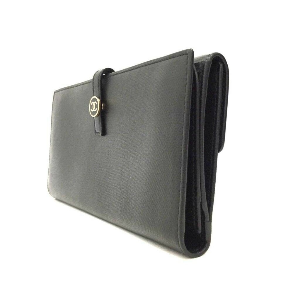 100% Auth Chanel Coco Button Cc Bifold Wallet - image 4